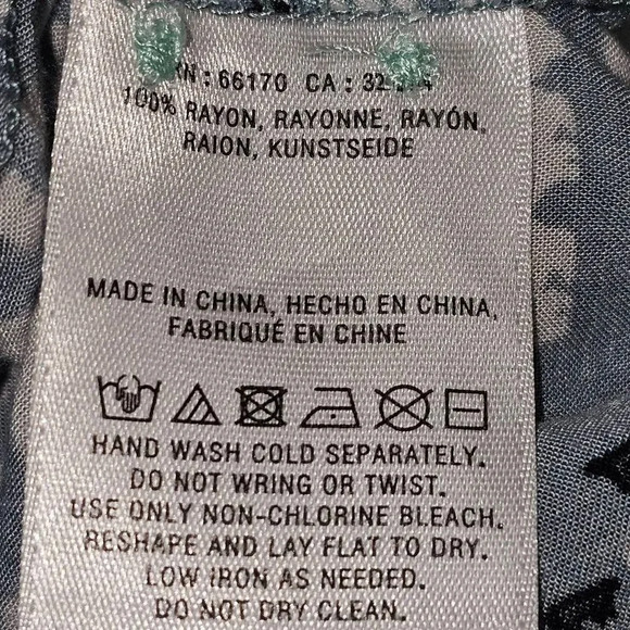 Conversations‎ Anthropologie Teal Bear Print Boho Top Blouse 4 Limited Edition - Picture 5 of 5